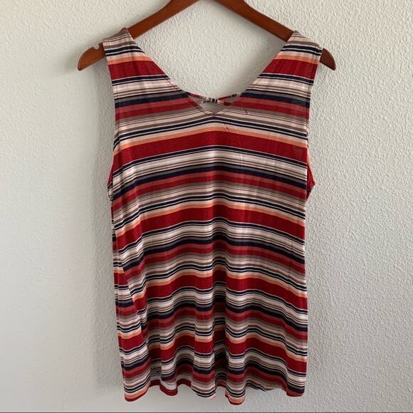 Maurices 24/7 Striped Retro Vibe Strappy Front Top Large - Picture 1 of 9